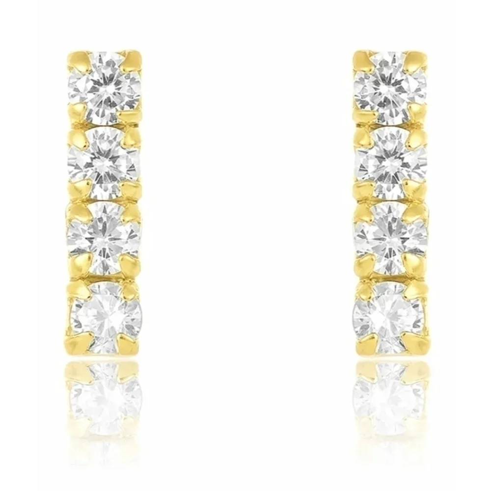 14K Gold Sterling Silver Heart, Infinity, & CZ Bar Stud Earrings